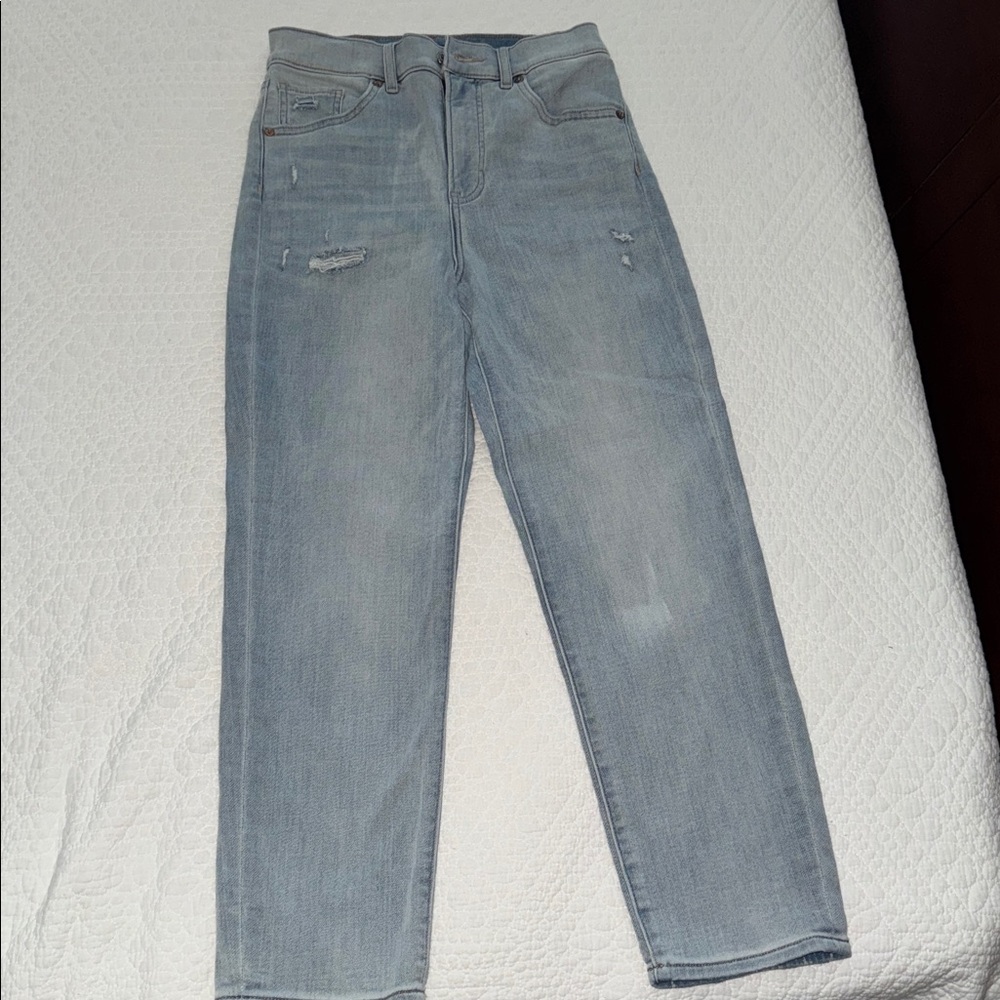 Express High Rise Light Blue Ripped Jeans - Picture 2 of 5
